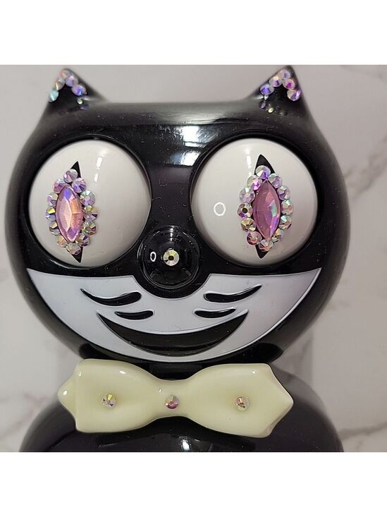 Other - Jeweled Black Kit-Cat Klock clock with GLOW  IN THE DARK BOW TIE